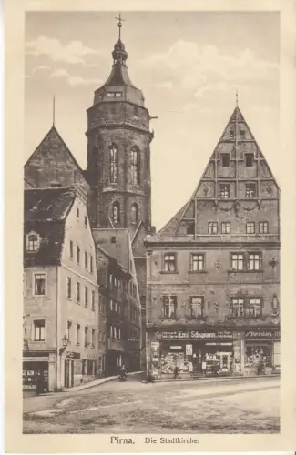 AK Pirna. Stadtkirche, ca. 1910, Postkarte, ungelaufen, gebraucht, gut