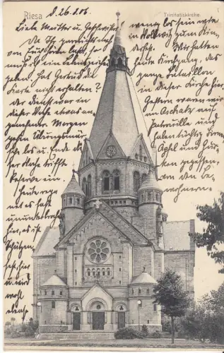AK Riesa. Trinitatiskirche, 1906, G. Friedrich, Postkarte, gelaufen, gut