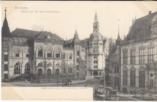 AK Bremen, Blick auf die Baumwollbörse, 1903, Zedler & Vogel, ungelaufen