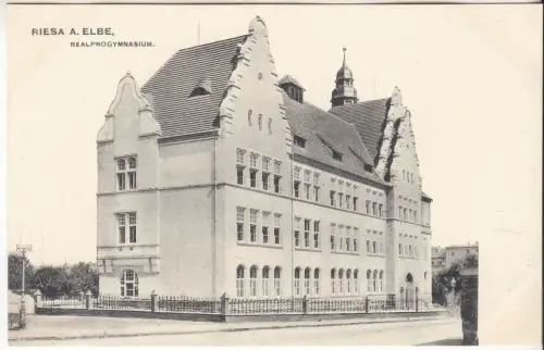 AK Riesa a. Elbe. Realprogymnasium, 1906, Zedler & Vogel, Postkarte, ungelaufen