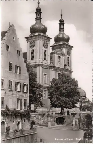 AK Donaueschingen. Stadtkirche, Schöning & Co., Postkarte, Fotokarte, ungelaufen