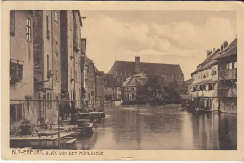 AK Alt-Erfurt, Blick von der Mühlstege, ca. 1917, Gebrüder Richter, Postkarte