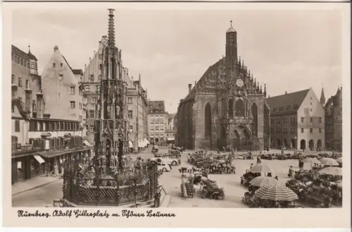 AK Nürnberg. Adolf-Hitler-Platz m. Schönen Brunnen, Liebermann & Co., Postkarte