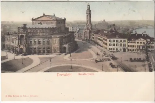 AK Dresden. Theaterplatz, um 1900, Brück & Sohn,  Postkarte, ungelaufen, gut