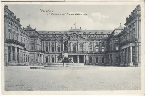 AK Würzburg. Kgl. Residenz mit Frankoniabrunnen, ca. 1911, Heinrich Nüsslein