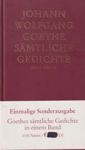 Buch: Sämtliche Gedichte, Goethe, Johann Wolfgang. 2007, Insel Verlag, sehr gut