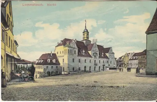 AK Lommatzsch. Markt, ca. 1918, Reinhard Rothe, Postkarte, gelaufen, gut