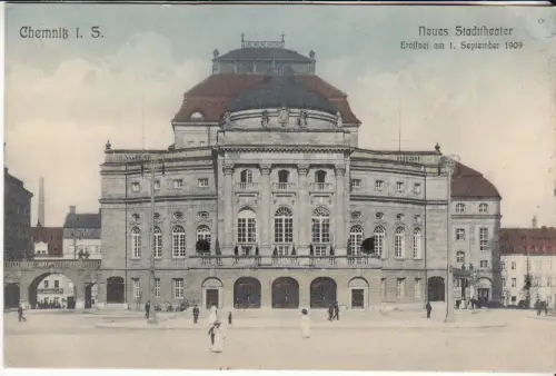 AK Chemnitz i. S., Neues Stadttheater, 1909, H. Richter, Postkarte, ungelaufen