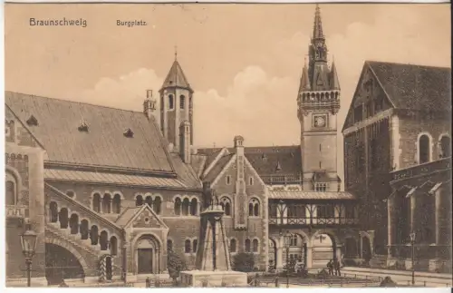 AK Braunschweig. Burgplatz, ca. 1908, Postkarte, gelaufen, gebraucht, gut