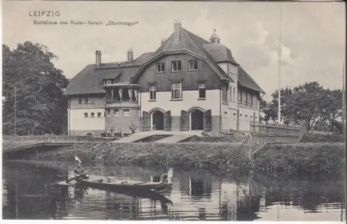 AK Leipzig. Bootshaus des Ruder-Verein Sturmvogel, 1905, Dr. Trenkler Co.