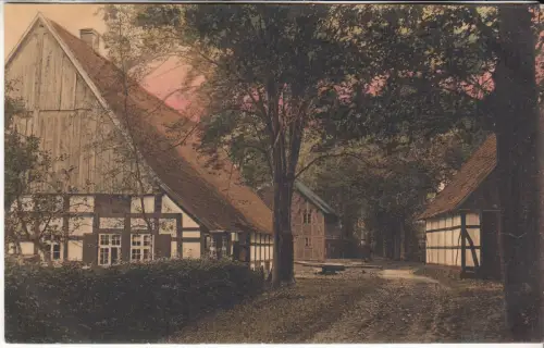 AK Westfälische Bauernhäuser in der Gütersloher Haide, ca. 1910, Hermann Lorch