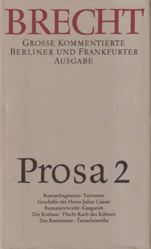 Buch: Prosa 2, Bertolt Brecht, Berliner & Frankfurter Ausgabe, Aufbau, Suhrkamp