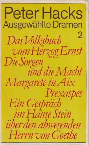 Buch: Ausgewählte Dramen 2, Hacks, Peter. 1976, Aufbau Verlag, gebraucht, gut