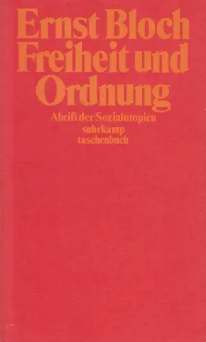 Buch: Freiheit und Ordnung, Bloch, Ernst, 1986, Suhrkamp Taschenbuch Verlag