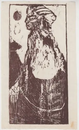 Holzschnitt: ohne Titel. Person im Mondschein. Gudula Schulz, signiert