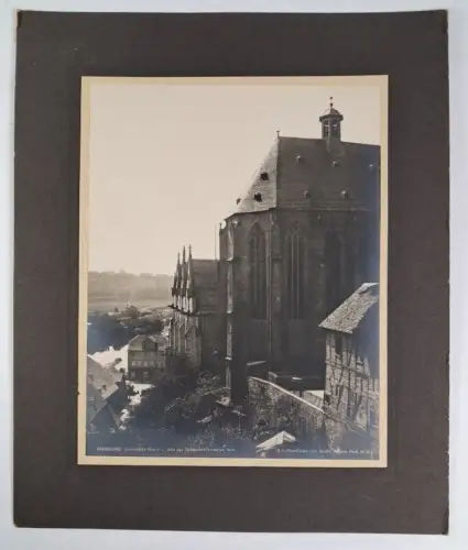 Fotografie: Marburg. Universitätskirche u. Aula von Seebode's Terrasse, Elwert