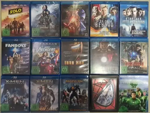 15 Blu-rays Superhelden, Superkräfte, Star Wars, Star Trek, Sammlung / Konvolut