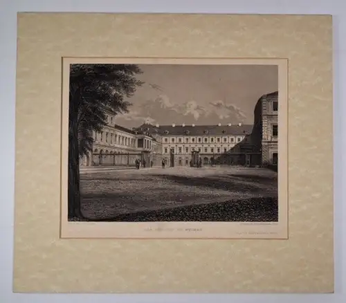 Stahlstich: Das Schloss zu Weimar, Schaufuss, Brinckmann, Schmidt & Günther