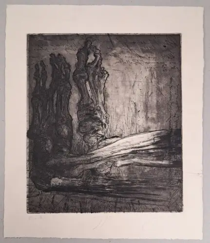 Radierung: ohne Titel. Skelettfüße. E. A., Bernd Streiter, 1990, signiert
