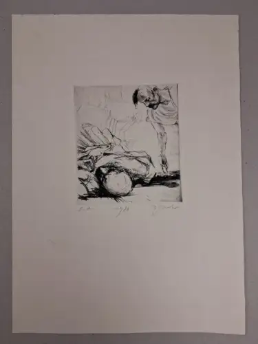Radierung: ohne Titel. Tod. E. A., Bernd Streiter, 1988, signiert, Original