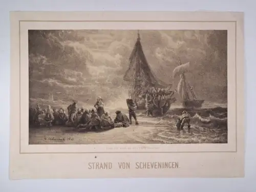 Kunstdruck: Strand von Scheveningen, Andreas  Achenbach, 1851, Arnz & Co.