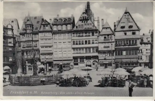 AK Frankfurt a. M. - Römerberg, Die sechs alten Häuser, ca. 1932, Postkarte