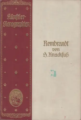 Buch: Rembrandt, H. Knackfuß, Künstler-Monographien, 1915, Velhagen & Klasing