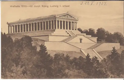 AK Walhalla 1830-42 durch König Ludwig I. erbaut, ca. 1927, Ottmar Zieher