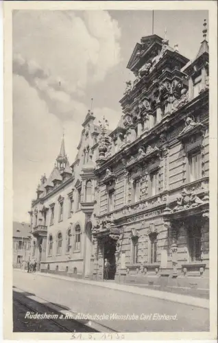 AK Rüdesheim a. Rh. Altdeutsche Weinstube Carl Ehrhard, 1930, Postkarte