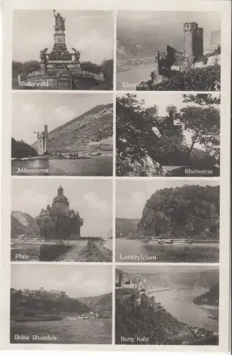 AK Der Rhein. Niederwald, Ehrenfels, Mäuseturm, Rheinstein, Pfalz, Loreley...