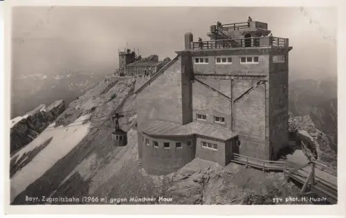 AK Bayr. Zugspitzbahn gegen Münchner Haus, ca. 1933, Hans Huber, Postkarte