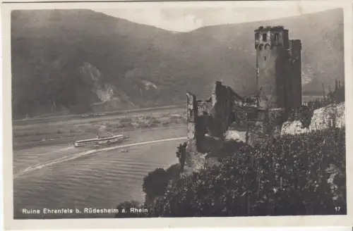 AK Ruine Ehrenfels b. Rüdesheim a. Rhein, ca. 1930, Karl Fischer, Postkarte