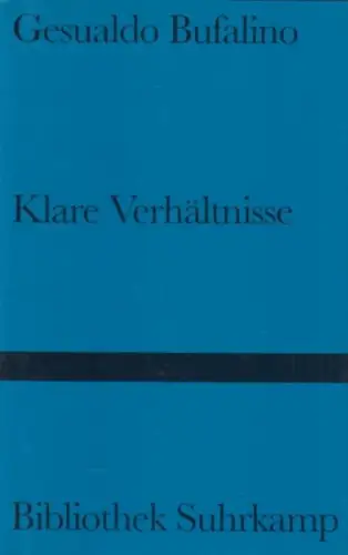 Buch: Klare Verhältnisse, Bufalino, Gesualdo, 1995, Suhrkamp Verlag, Roman
