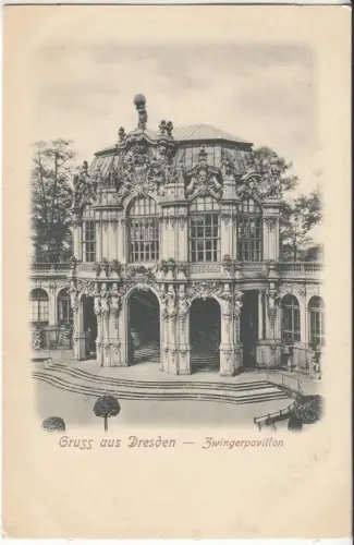 AK Gruss aus Dresden. Zwingerpavillon, Postkarte, ungelaufen, gebraucht, gut