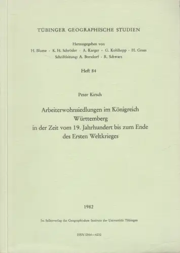 Buch: Arbeiterwohnsiedlungen im Königreich Württemberg ..., Peter Kirsch, 1982
