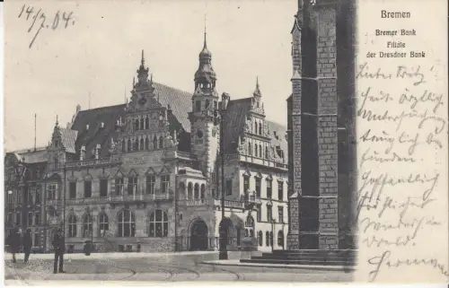 AK Bremen. Bremer Bank. Filiale der Dresdner Bank, ca. 1904, L. Placidus