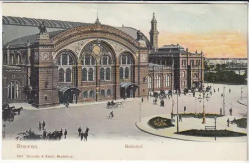AK Bremen. Bahnhof, Reinicke & Rubin, Postkarte, ungelaufen, gebraucht, gut
