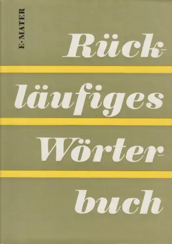 Buch: Rückläufiges Wörterbuch, Matter, Erich, 1970, Verlag Enzyklopädie