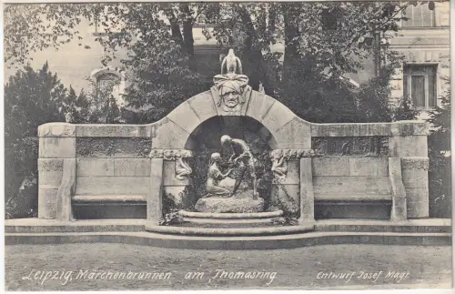 AK Leipzig. Märchenbrunnen am Thomasring, 1906, Trenkler Co., gebraucht, gut