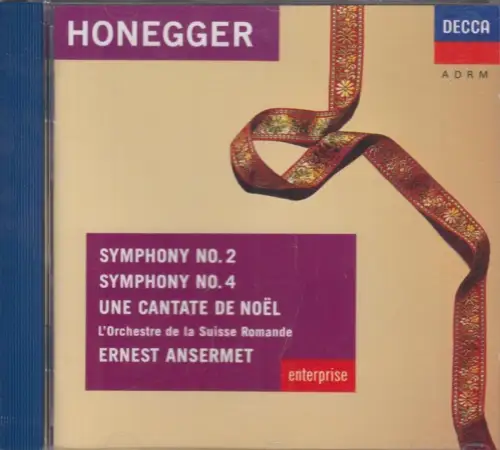 CD: Honegger, Symphonies 2 and 4 / Une Cantate Noel, 1991, Decca Records