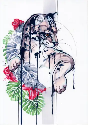 Kunstdruck: Artprint Leopard, Withy, Vanessa Mertens, wie neu!, Illustration