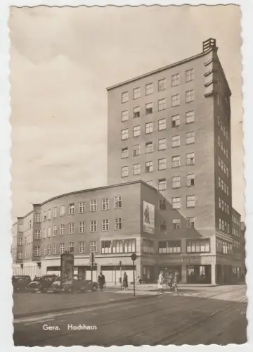 AK Gera. Hochhaus. 1966, Lichtbild-Schincke, Sparkassen-Hochhaus, ungelaufen