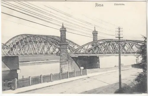 AK Riesa Elbbrücke, 1906, G. Friedrich, Postkarte, ungelaufen, gebraucht, gut