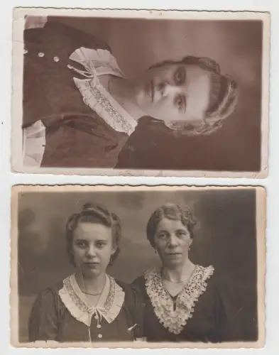 2 AK Erika 1942: 1 AK mit ihrer Mutter, 1 AK Porträt von ihr für ihren Günter