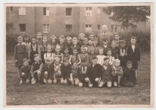 Fotografie: Gruppenbild Klassenfoto, 1949, Schulklasse, Original, schwarzweiß