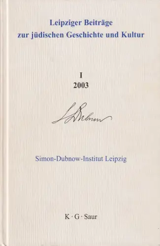 Buch: Leipziger Beiträge zur jüdischen Geschichte und Kultur, Diner, Dan, 2003