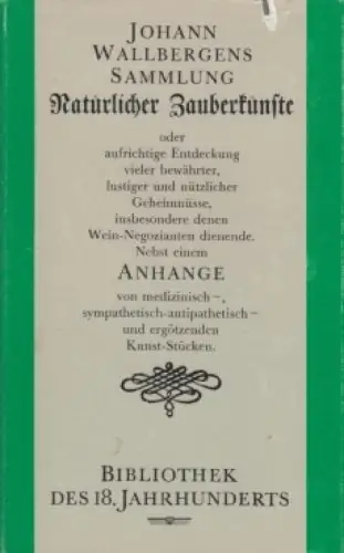 Buch: Sammlung Natürlicher Zauberkünste, Wallbergen, Johann. 1988