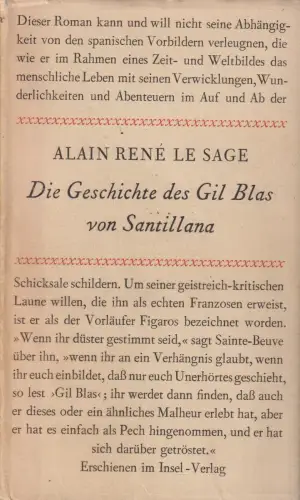 Buch: Die Geschichte des Gil Blas von Santillana, Le Sage, Alain Rene. 1958