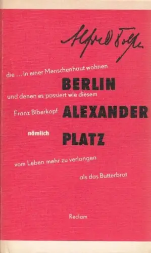 Buch: Berlin Alexanderplatz, Döblin, Alfred. Reclams Universal-Bibliothek, 1977