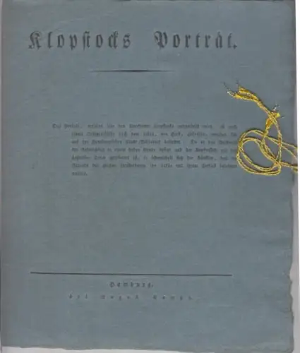 Faltblatt: Klopstocks Porträt, Wolf, L. L., August Campe, gebraucht, gut